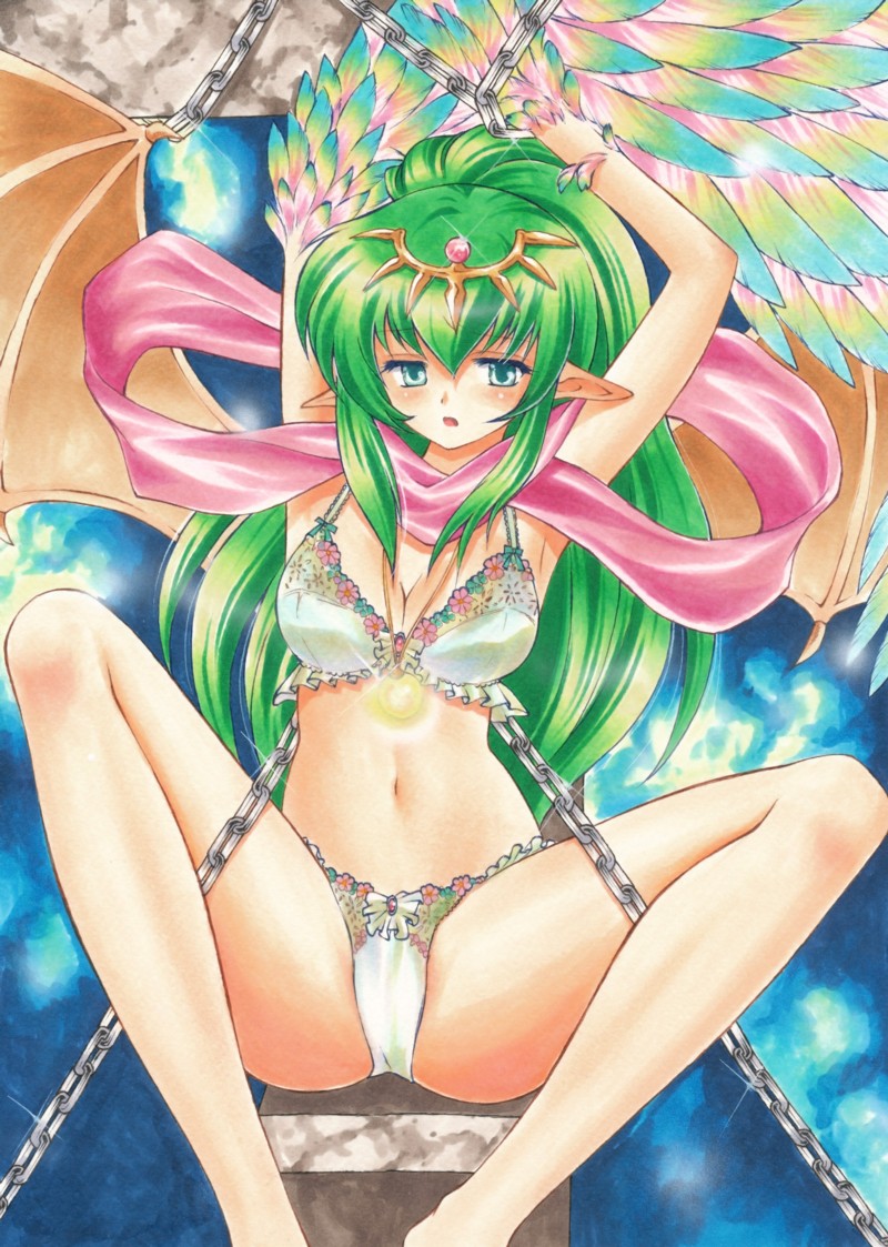 1girl, aged_up, blush, bra, chain, dragon_wings, female_focus, fire_emblem