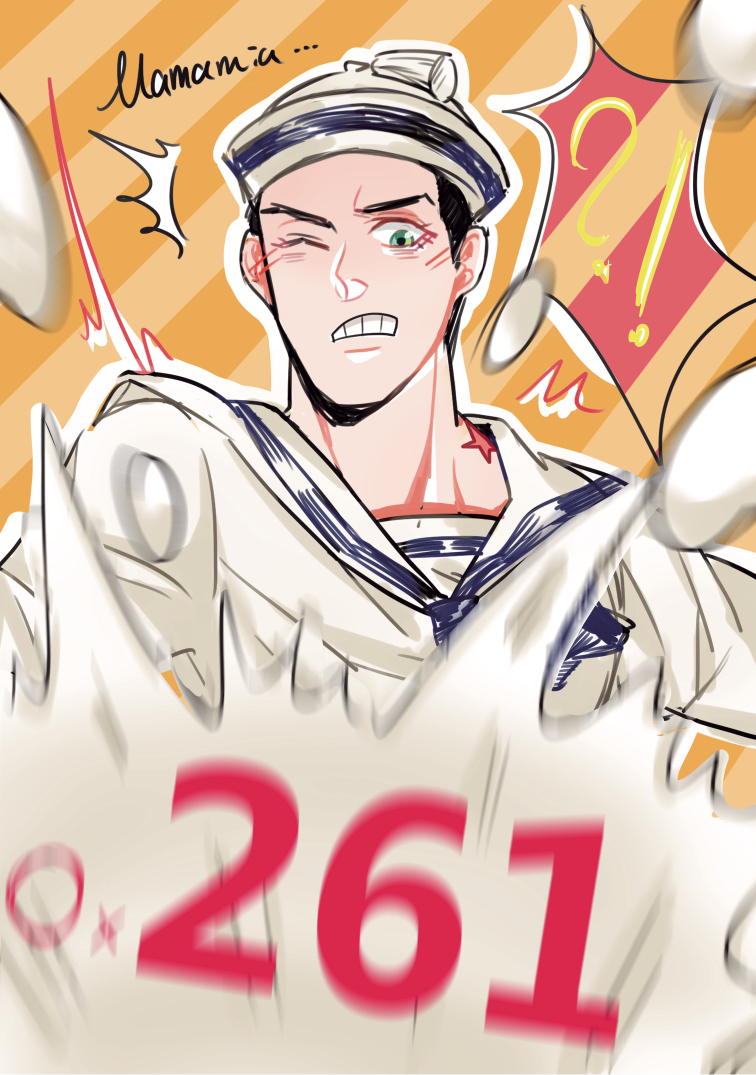 1boy, bad_id, bad_pixiv_id, dixie_cup_hat, egg, hat, higashikata_josuke_(jojolion), jojo_no_kimyou_na_bouken