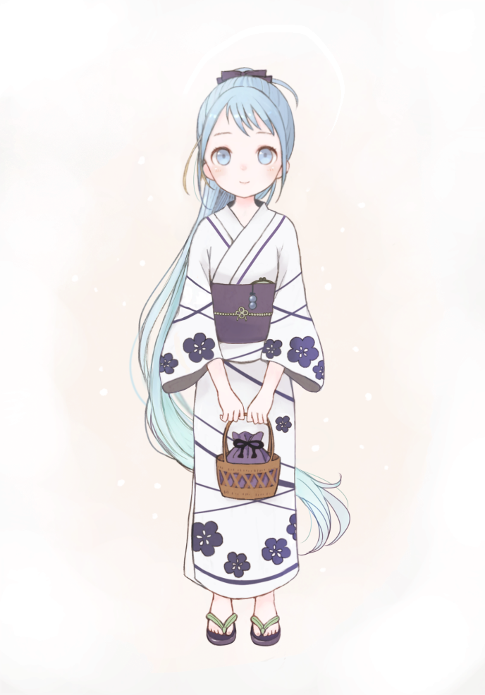 10s, 1girl, bad_id, bad_pixiv_id, bag, basket, blue_eyes, blue_hair
