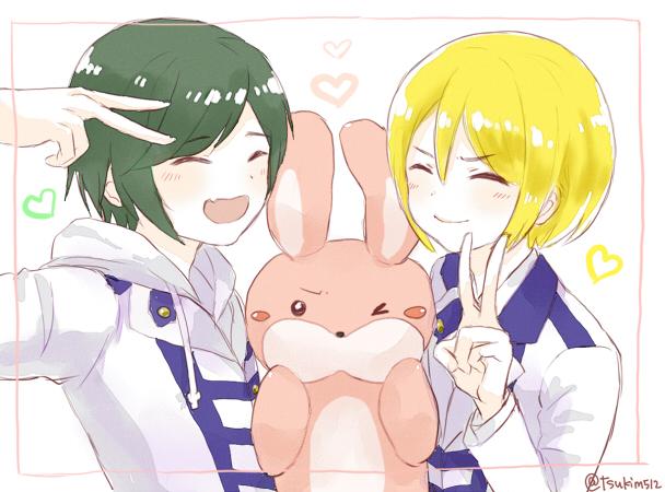 2boys, arsmagna, bak_witt, blonde_hair, blush_stickers, constantine_(arsmagna), closed_eyes, fang