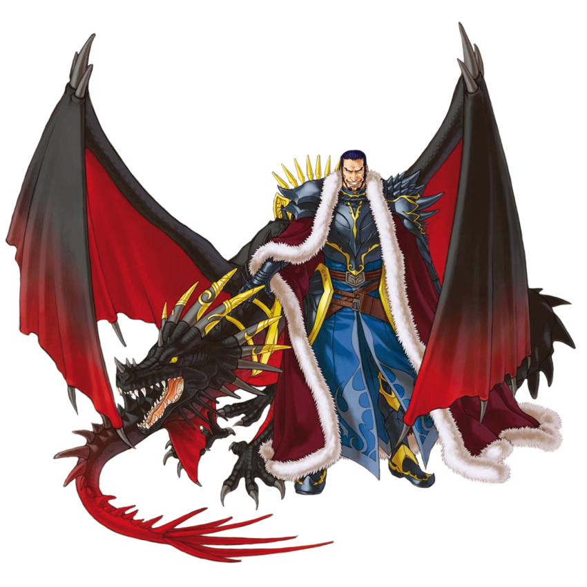 1boy, armor, armored_boots, ashnard_(fire_emblem), blue_hair, boots, dragon, fire_emblem