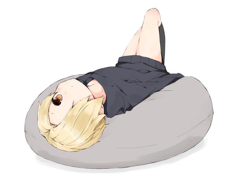 10s, 1girl, bags_under_eyes, black_socks, blonde_hair, blush, brown_eyes, earrings