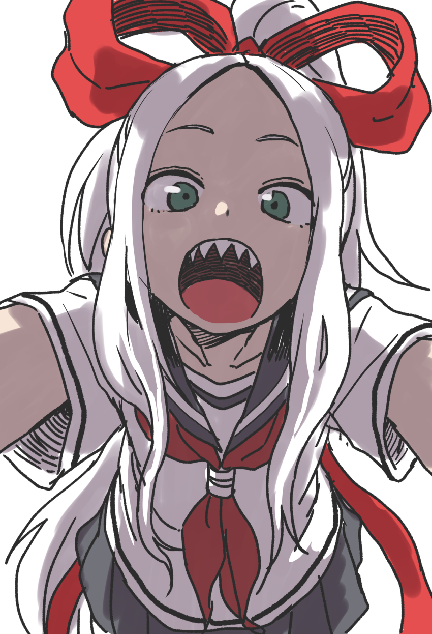 1girl, absurdres, female_focus, fudatsuki_kyouko, fudatsuki_no_kyouko-chan, green_eyes, hair_ribbon, highres