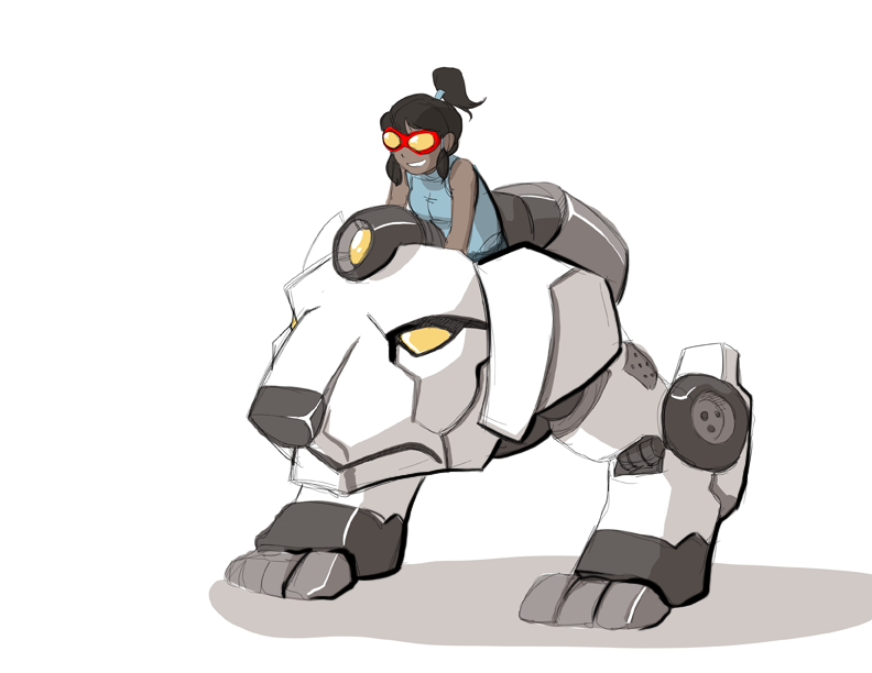 1girl, avatar:_the_last_airbender, avatar_legends, brown_hair, female_focus, goggles, korra, mecha