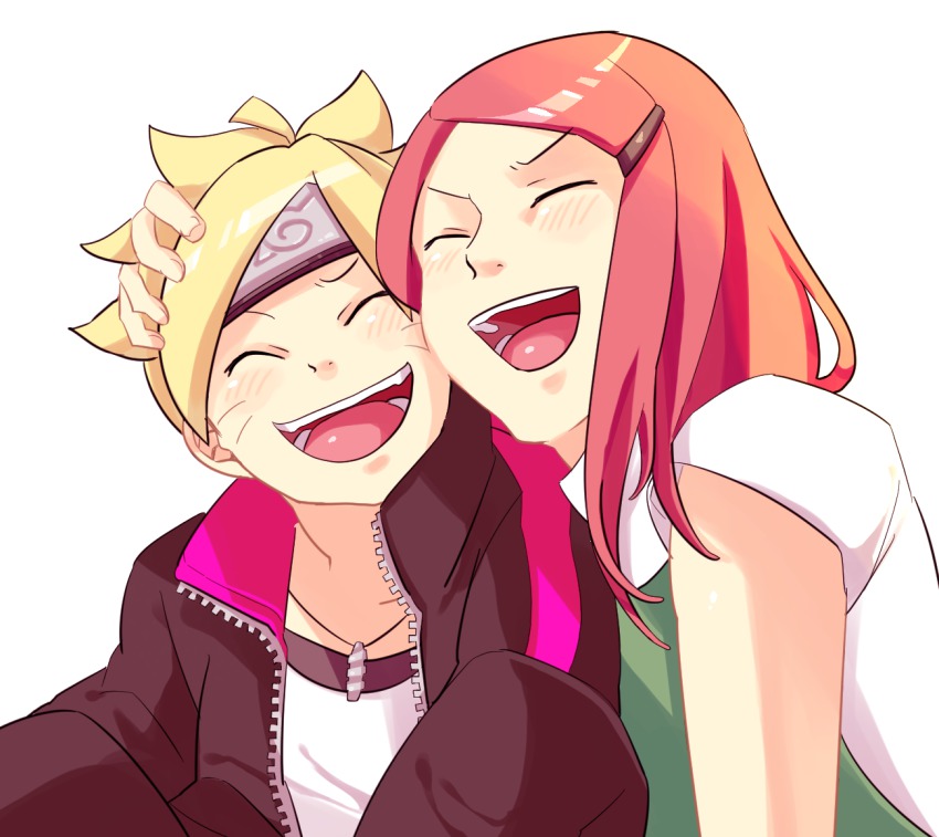 1boy, 1girl, ahoge, bad_id, bad_pixiv_id, blonde_hair, blush, boruto:_naruto_the_movie