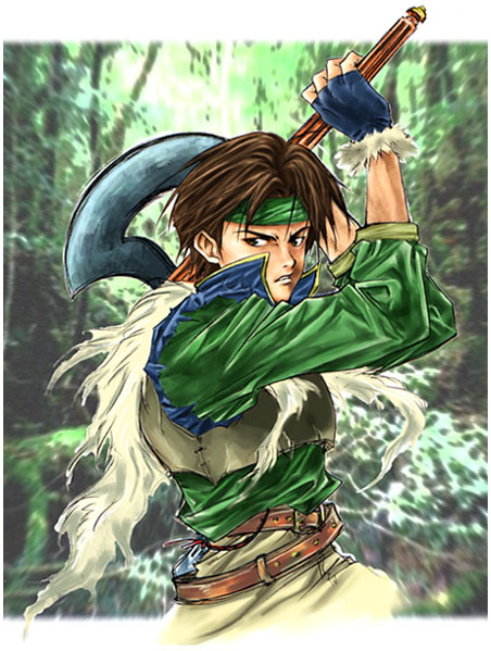 1boy, agahari, axe, brown_eyes, brown_hair, fire_emblem, fire_emblem:_genealogy_of_the_holy_war, gloves