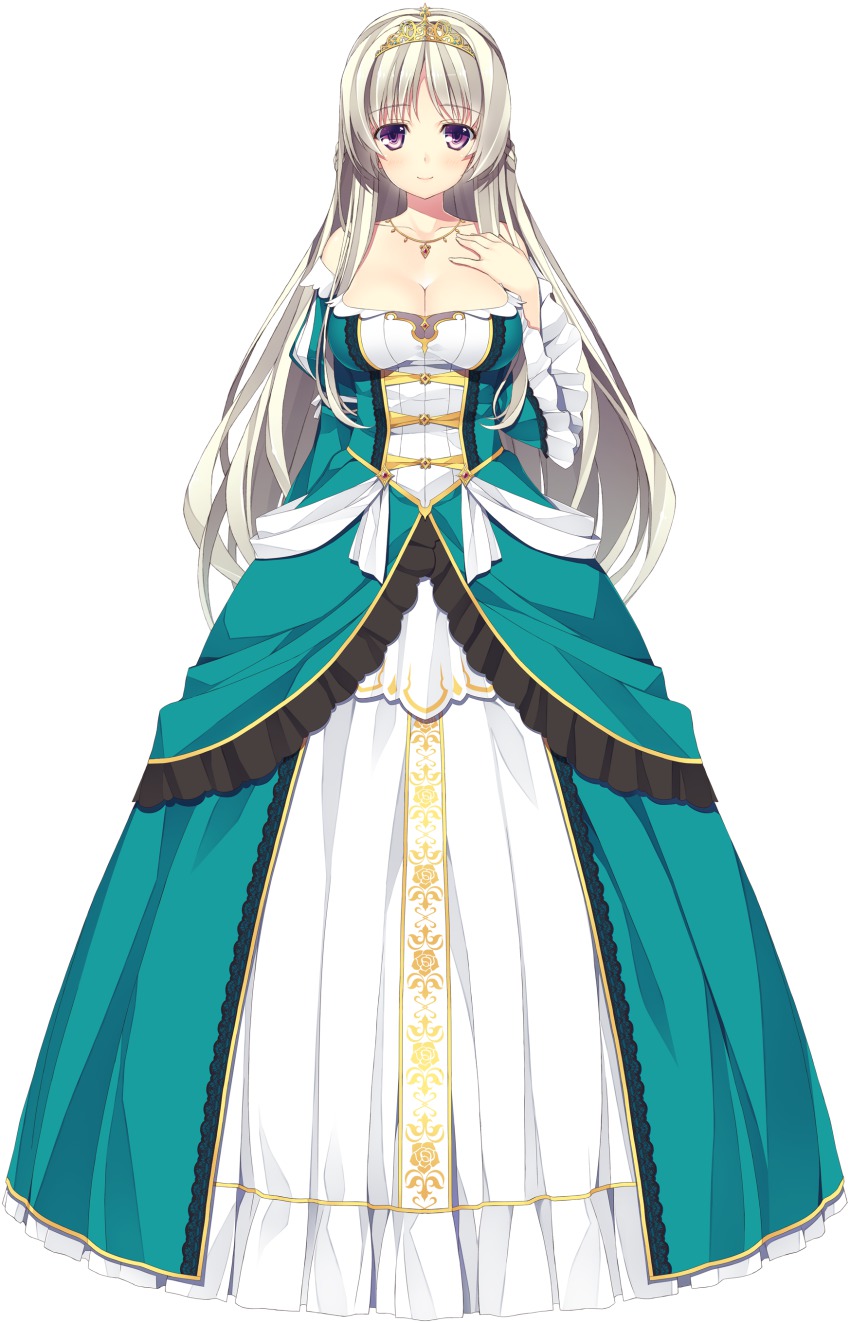 1girl, absurdres, bare_shoulders, blush, breasts, cleavage, detached_sleeves, dress