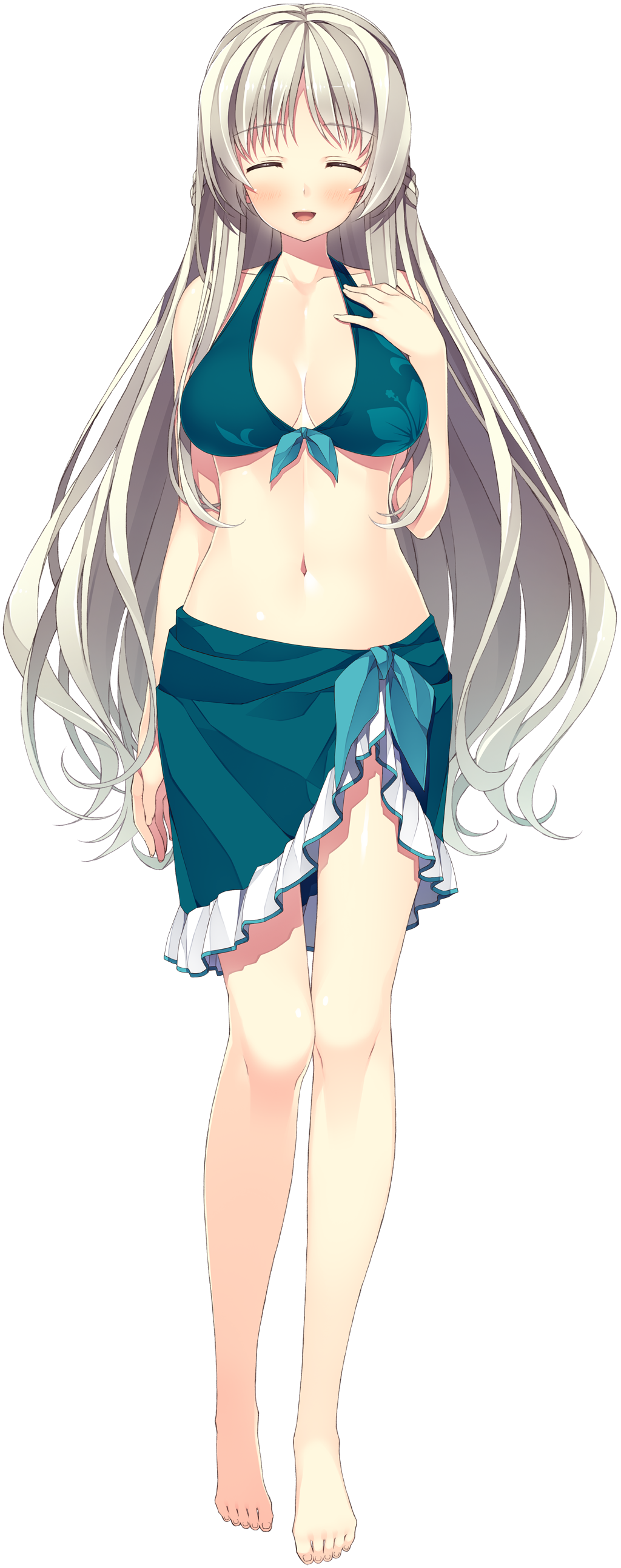 1girl, absurdres, bare_shoulders, bikini, bikini_top_only, blush, breasts, cleavage