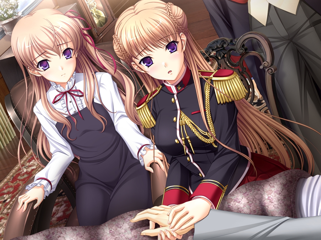 10s, 2boys, 2girls, age_difference, aiguillette, bed, blush, bouquet