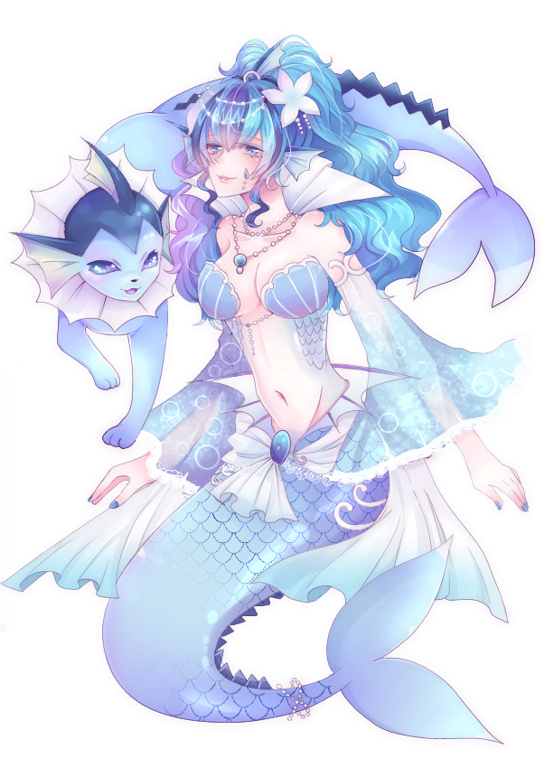 1girl, bad_id, bad_pixiv_id, bare_shoulders, bikini, blue_eyes, blue_hair, creature_and_personification