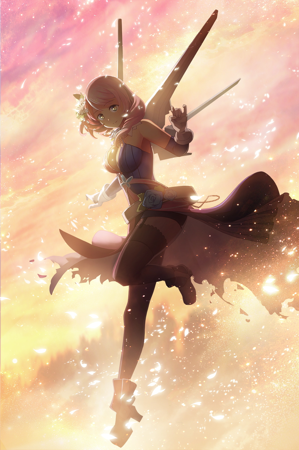 1girl, alisa_boskonovich, android, ankle_boots, asymmetrical_hair, belt, boots, breasts