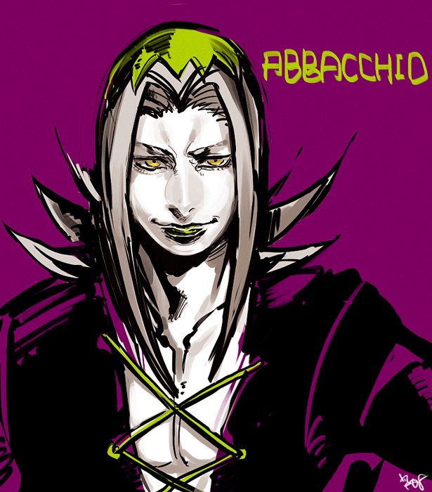 1boy, black_lips, grey_hair, hat, jojo_no_kimyou_na_bouken, leone_abbacchio, lipstick, makeup