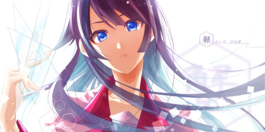 1girl, blue_eyes, female_focus, highres, hii_(hii101), long_hair, looking_at_viewer, monogatari_(series)