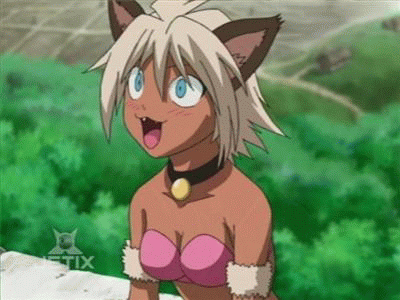 1girl, animal_ears, animated, animated_gif, bell, neck_bell, bikini, blonde_hair