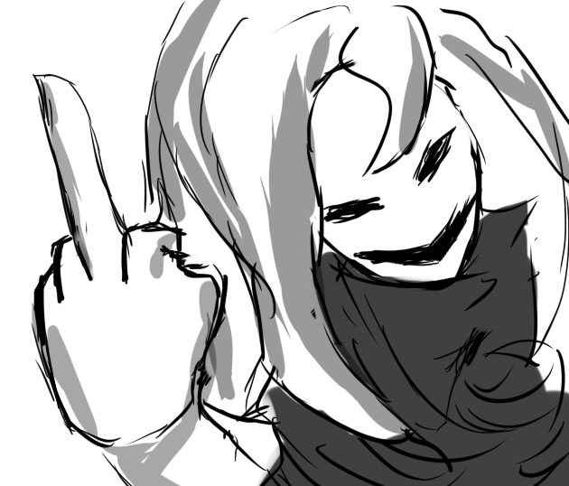 flat_color, greyscale, male_focus, mask, masked_man_(pokemon_adventures), middle_finger, monochrome, neo_team_rocket