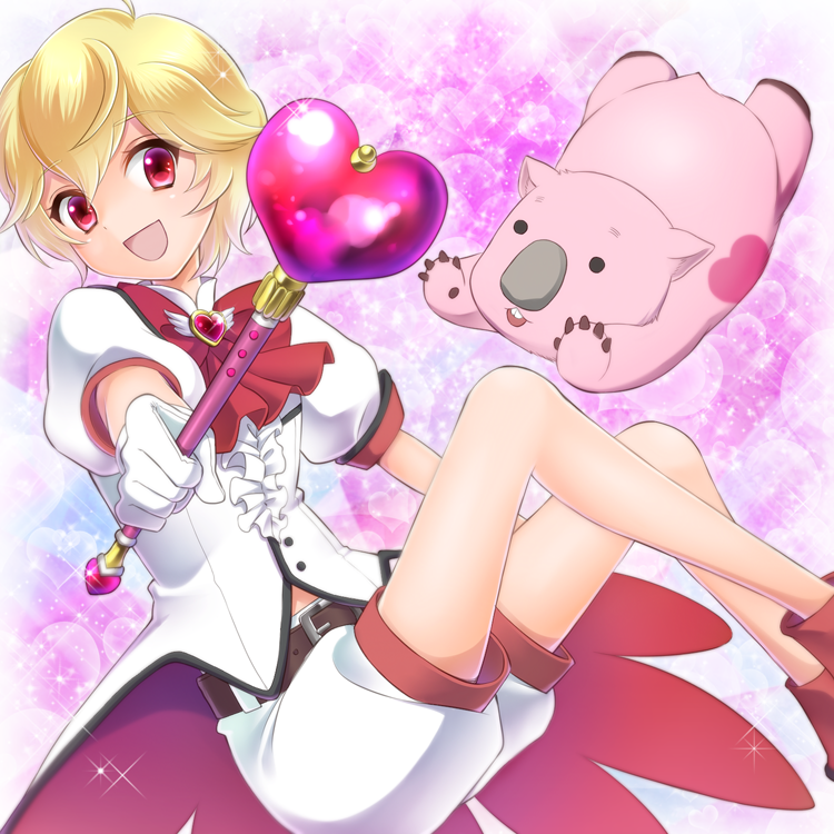 10s, 1boy, binan_koukou_chikyuu_bouei-bu_love!, blonde_hair, blush, gloves, hakone_yumoto, hayabusa_koi