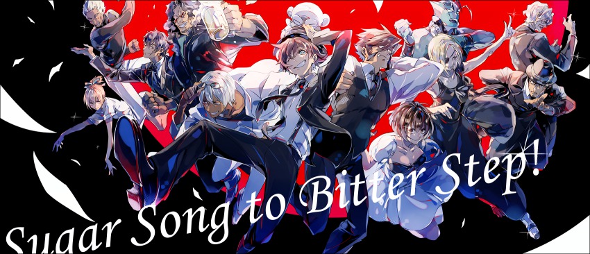 3girls, 6+boys, black_hair, blitz_t._abrahms, blonde_hair, brown_hair, chain_sumeragi, doug_hammer