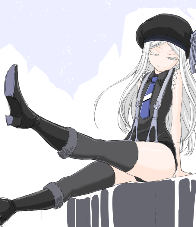 10s, 1girl, aoki_hagane_no_arpeggio, black_boots, boots, closed_eyes, female_focus, fur-trimmed_boots