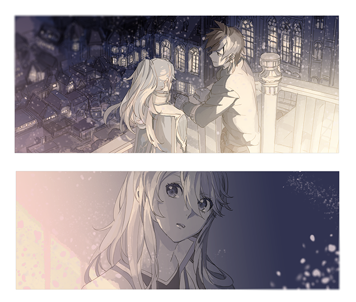 10s, 2boys, long_hair, male_focus, meshi_yori_yado, mikleo_(tales), multiple_boys, ponytail