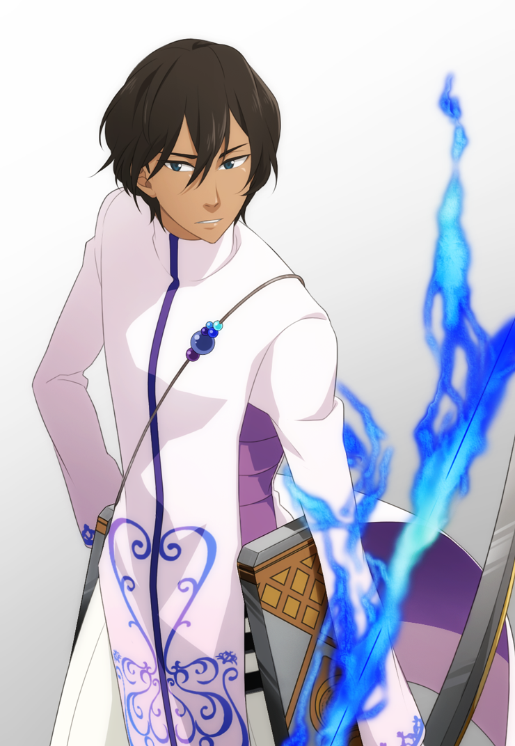 1boy, akatsubak1, arjuna_(fate), bad_id, bad_pixiv_id, black_hair, blue_eyes, blue_fire