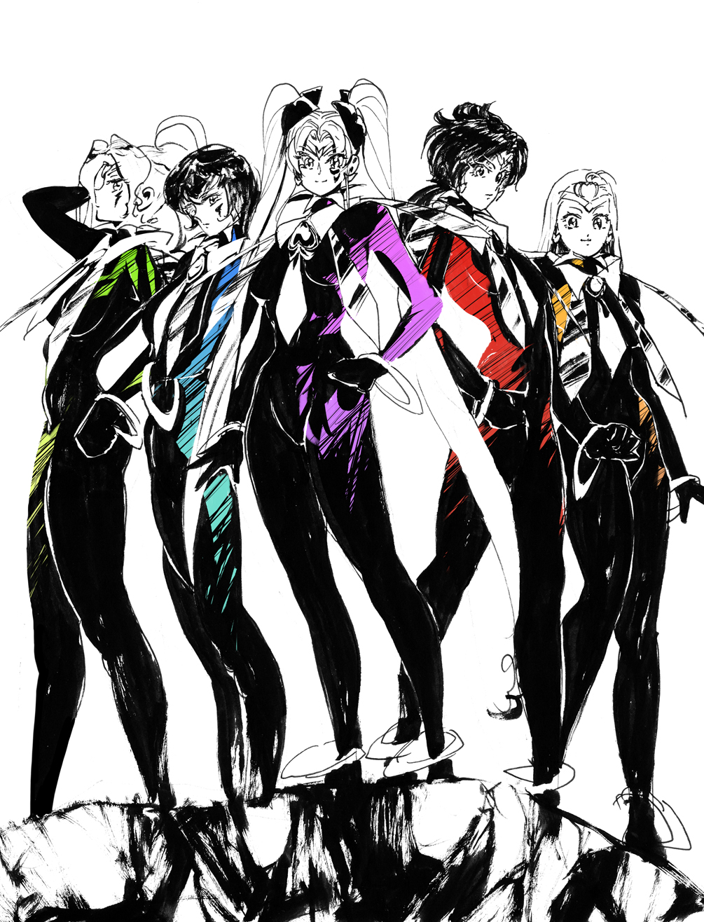 5girls, anklet, bishoujo_senshi_sailor_moon, bishoujo_senshi_sailor_moon_another_story, bishoujo_senshi_sailor_moon_r, bodysuit, bow, bowtie