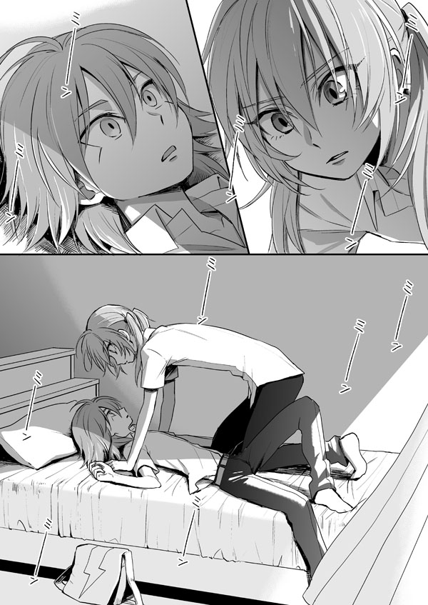 2boys, comic, greyscale, inazuma_eleven_(series), inazuma_eleven_go, kariya_masaki, kirino_ranmaru, long_hair