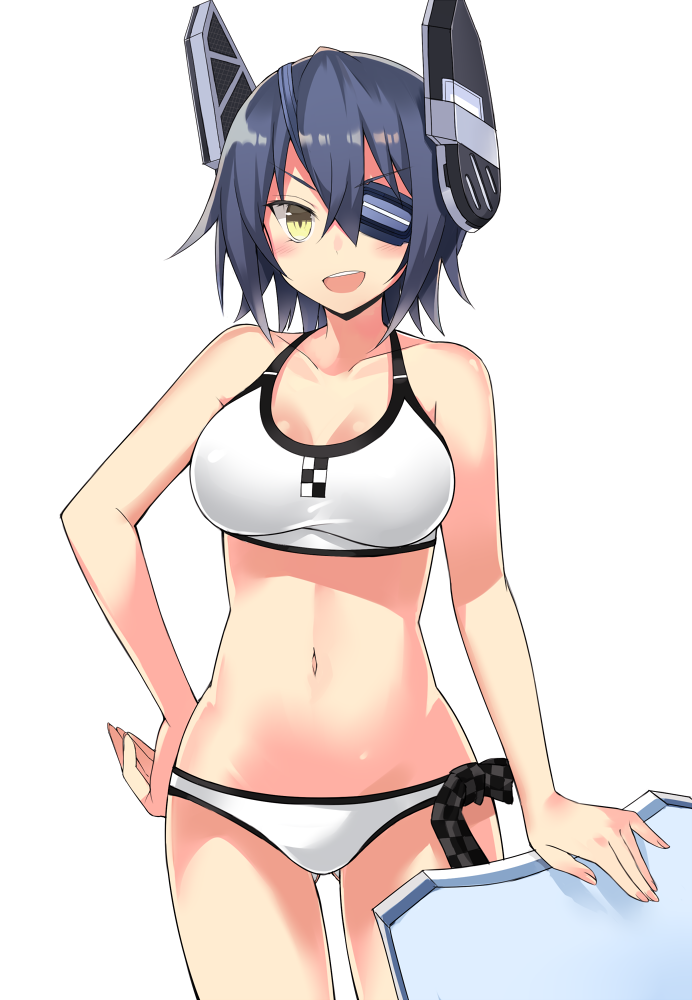 >:d, 10s, 1girl, 501092-taka, :d, bikini, eyepatch, female_focus