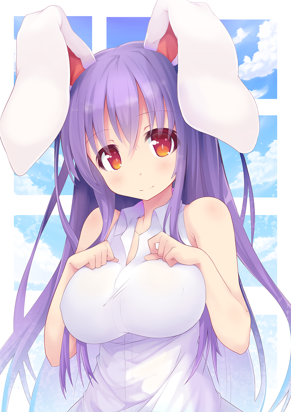 1girl, animal_ears, blush, breasts, rabbit_ears, female_focus, highres, hototogisu_(hot_to_gis)