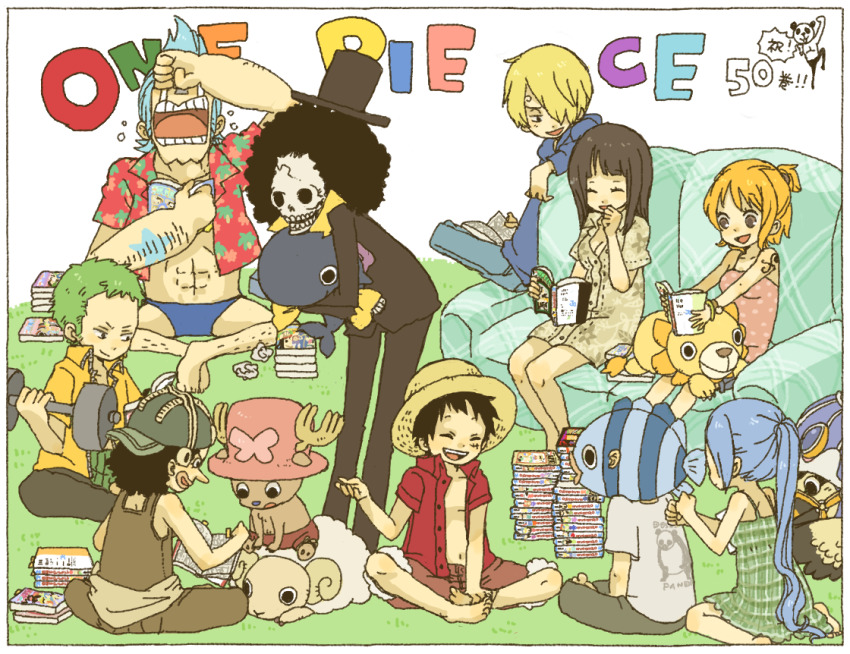 3girls, 6+boys, abs, afro, animal, animalization, antlers, baby_animal
