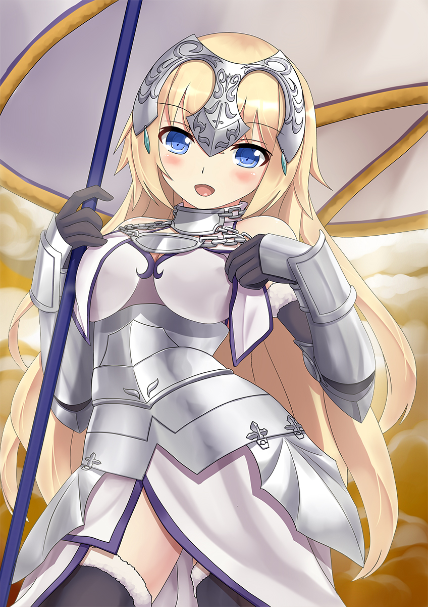 1girl, armor, armored_dress, blonde_hair, blue_eyes, braid, dress, erusen_(des-arms)