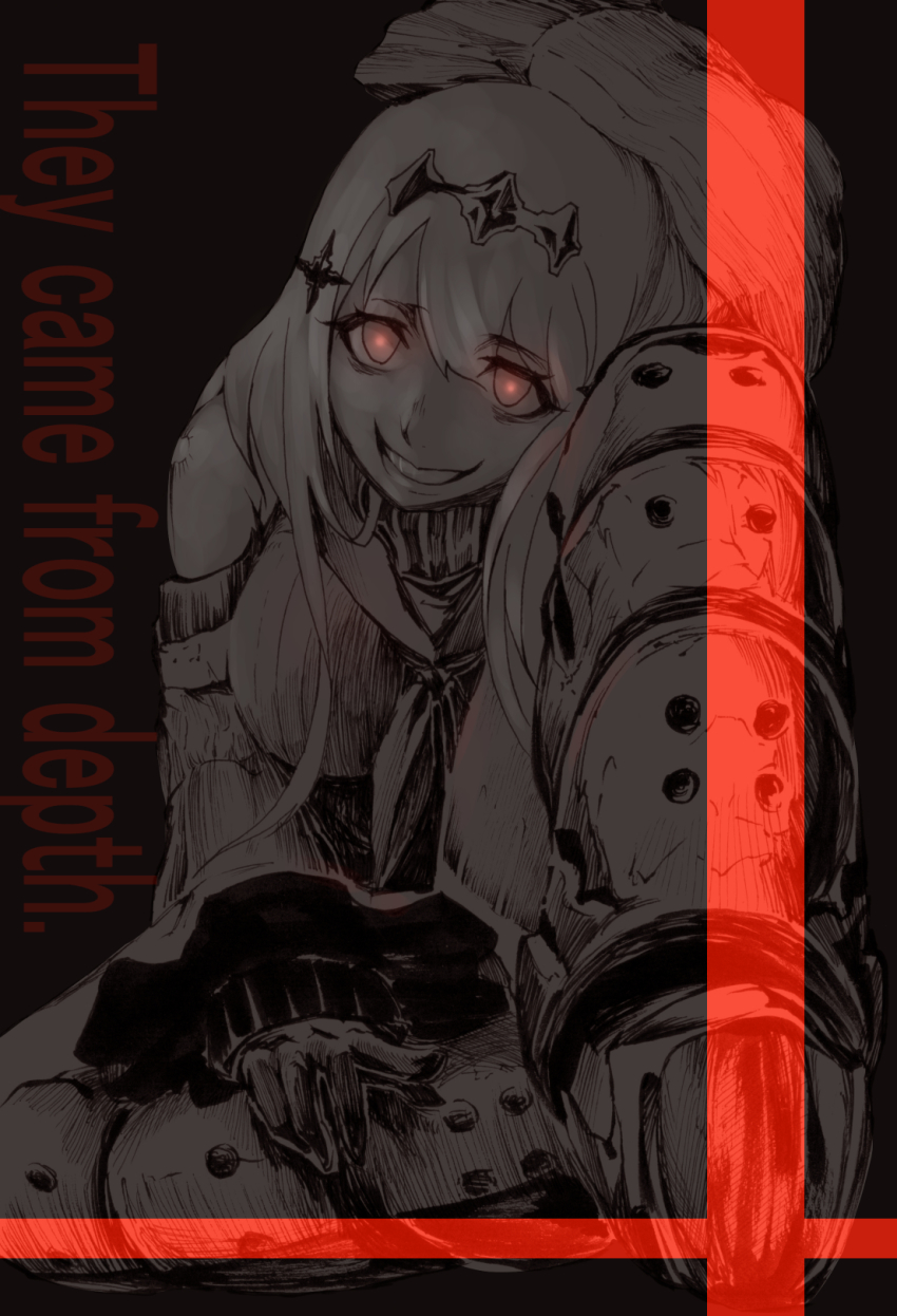 10s, 1girl, abyssal_ship, aircraft_carrier_water_oni, breasts, english_text, engrish_text, female_focus