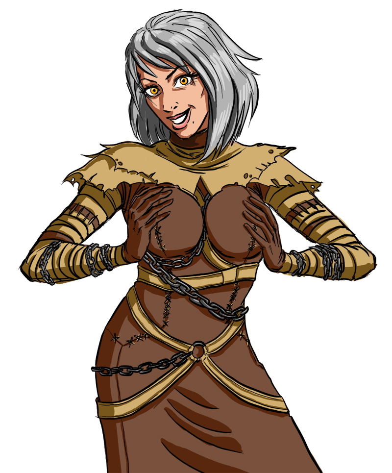 1girl, demon's_souls, executioner_miralda, lips, looking_at_viewer, orange_eyes, tagme, white_hair