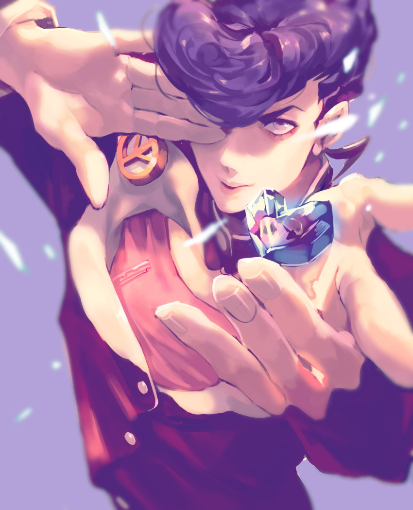 1boy, bad_id, bad_pixiv_id, blurry, depth_of_field, diamond_(gemstone), foreshortening, gakuran