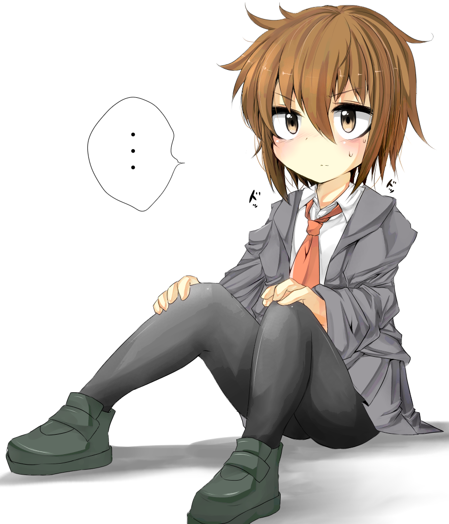 10s, 1girl, black_pantyhose, blazer, brown_eyes, brown_hair, female_focus, jacket