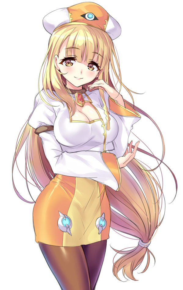 10s, 1girl, armlet, bad_id, bad_twitter_id, blonde_hair, blunt_bangs, blush