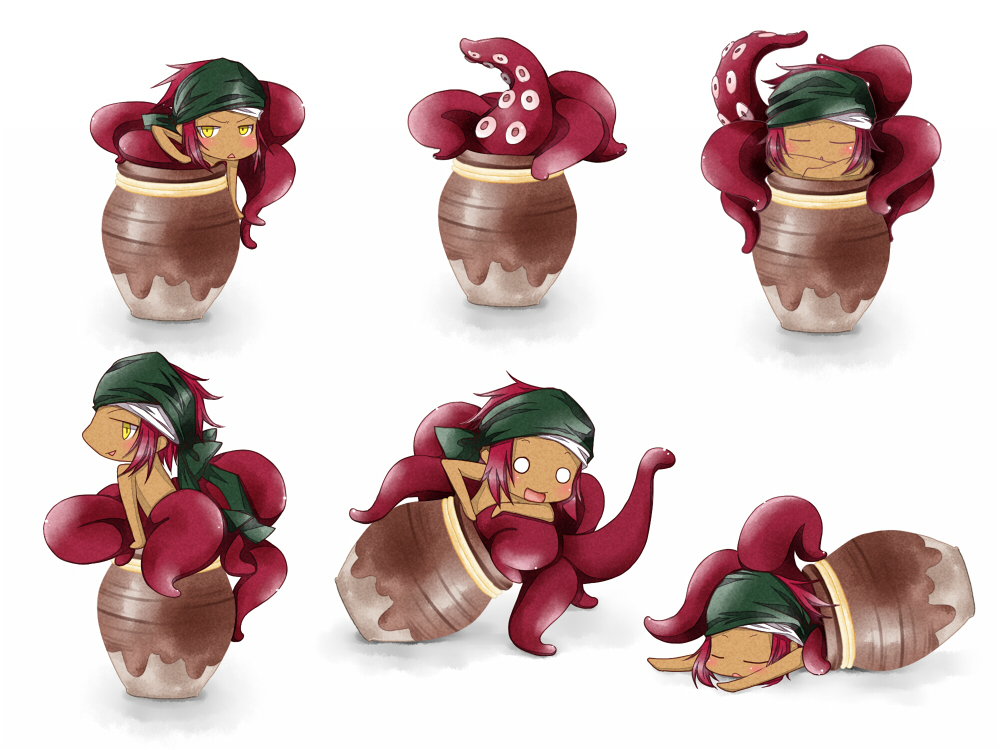 1boy, bandana, blush, dark-skinned_male, dark_skin, hecha, male_focus, monster_boy