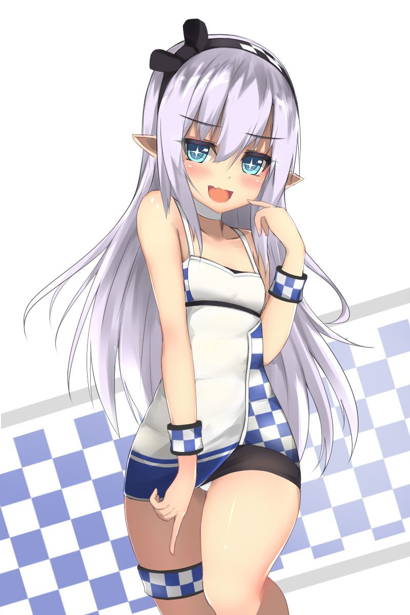 1girl, blue_eyes, blush, choker, collarbone, elsword, female_focus, hairband