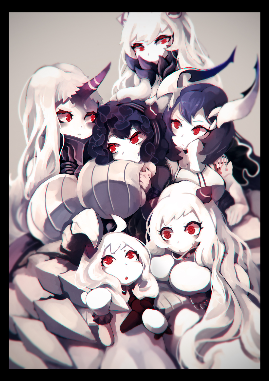 10s, 307, 6+girls, abyssal_ship, aircraft, airfield_princess, airplane, anchorage_water_oni