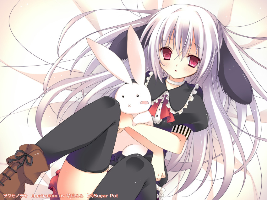 1girl, animal, animal_ears, blush, bunny_girl, coco_sugar, dog_ears, gothic_lolita