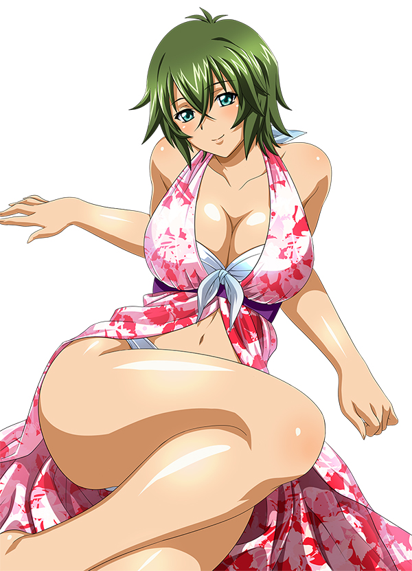 00s, breasts, green_hair, ikkitousen, kyocho_chuukou, large_breasts, tagme, thighs