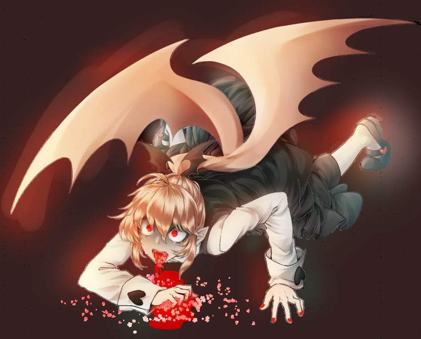 1girl, bad_id, bad_pixiv_id, black_dress, blood, blood_in_mouth, bloody_tears, commentary_request