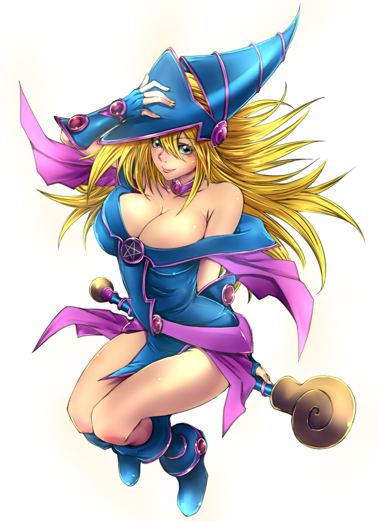 1girl, adjusting_clothes, adjusting_headwear, bare_shoulders, blonde_hair, blue_boots, blush_stickers, boots