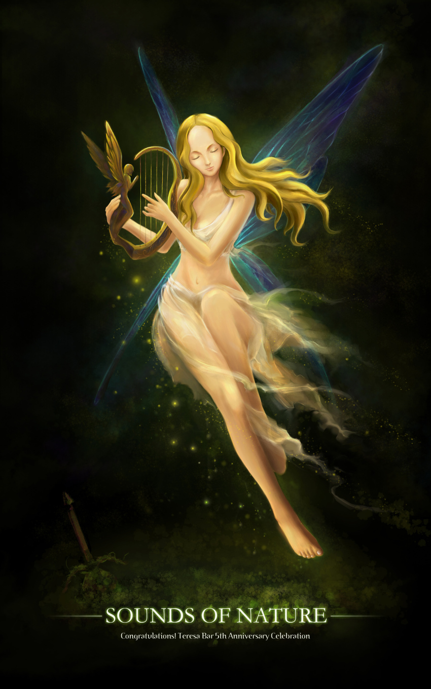 1girl, absurdres, blonde_hair, breasts, claymore_(series), claymore_(sword), closed_eyes, english_text