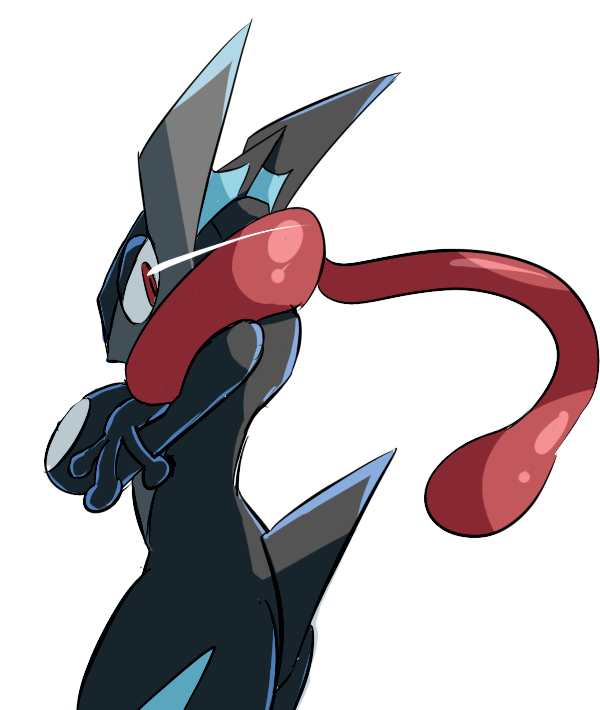 alternate_color, crossed_arms, from_behind, gen_6_pokemon, greninja, kanikou7, looking_at_viewer, looking_back