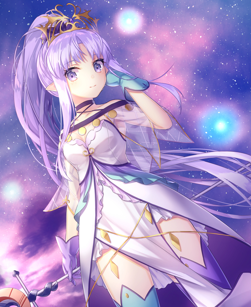 1girl, asymmetrical_legwear, blue_eyes, blue_hair, choker, cowboy_shot, dress, dutch_angle