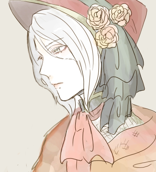 1girl, bad_id, bad_pixiv_id, bloodborne, bonnet, cimanagasi, cloak, female_focus