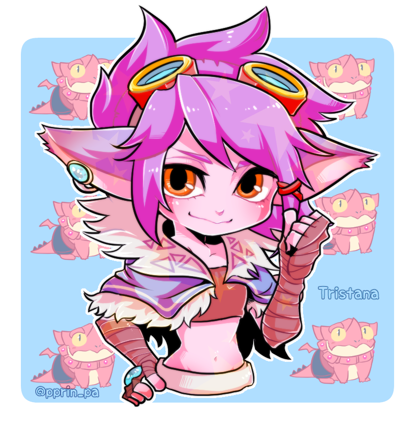 1girl, alternate_costume, colored_skin, dragon, dragon_tamer_tristana, dragon_trainer_tristana, ear_piercing, female_focus
