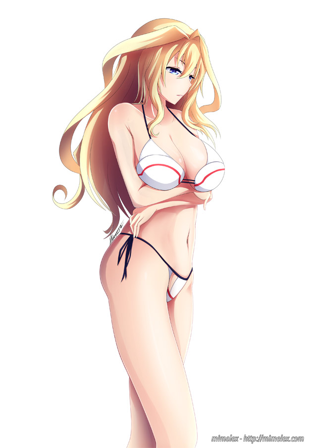 10s, 1girl, bad_anatomy, bikini, blonde_hair, blue_eyes, breast_hold, breasts