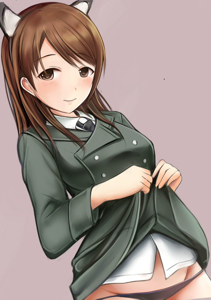 1girl, animal_ears, bad_id, bad_pixiv_id, black_panties, blush, brown_eyes, brown_hair
