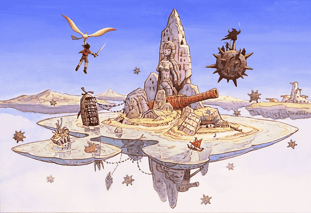 2boys, artist_request, breasts, concept_art, day, full_body, grandia, grandia:_parallel_trippers